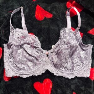 Victoria’s Secret Body by Victoria UNLINED Demi lace bra mauve grey SZ 34G EUC